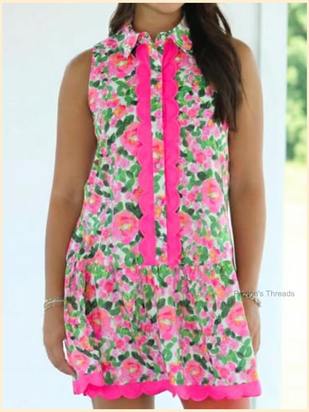 Floral Mini Dress V Neck Sleeveless Ruffle Boho Summer Vacation Outfit - Picture 6 of 7